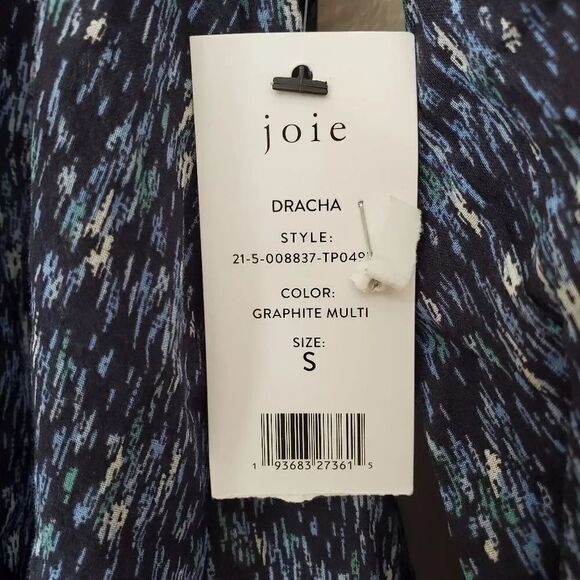 JOIE Dracha Printed Blue Long Sleeve Cotton Blouse Size Small - Picture 7 of 16